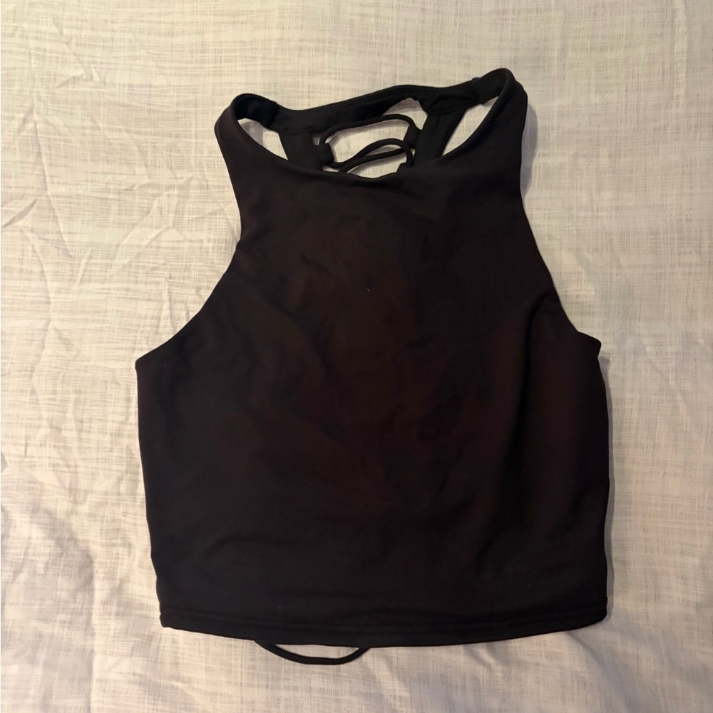 Alo Black High Neck Crop Top